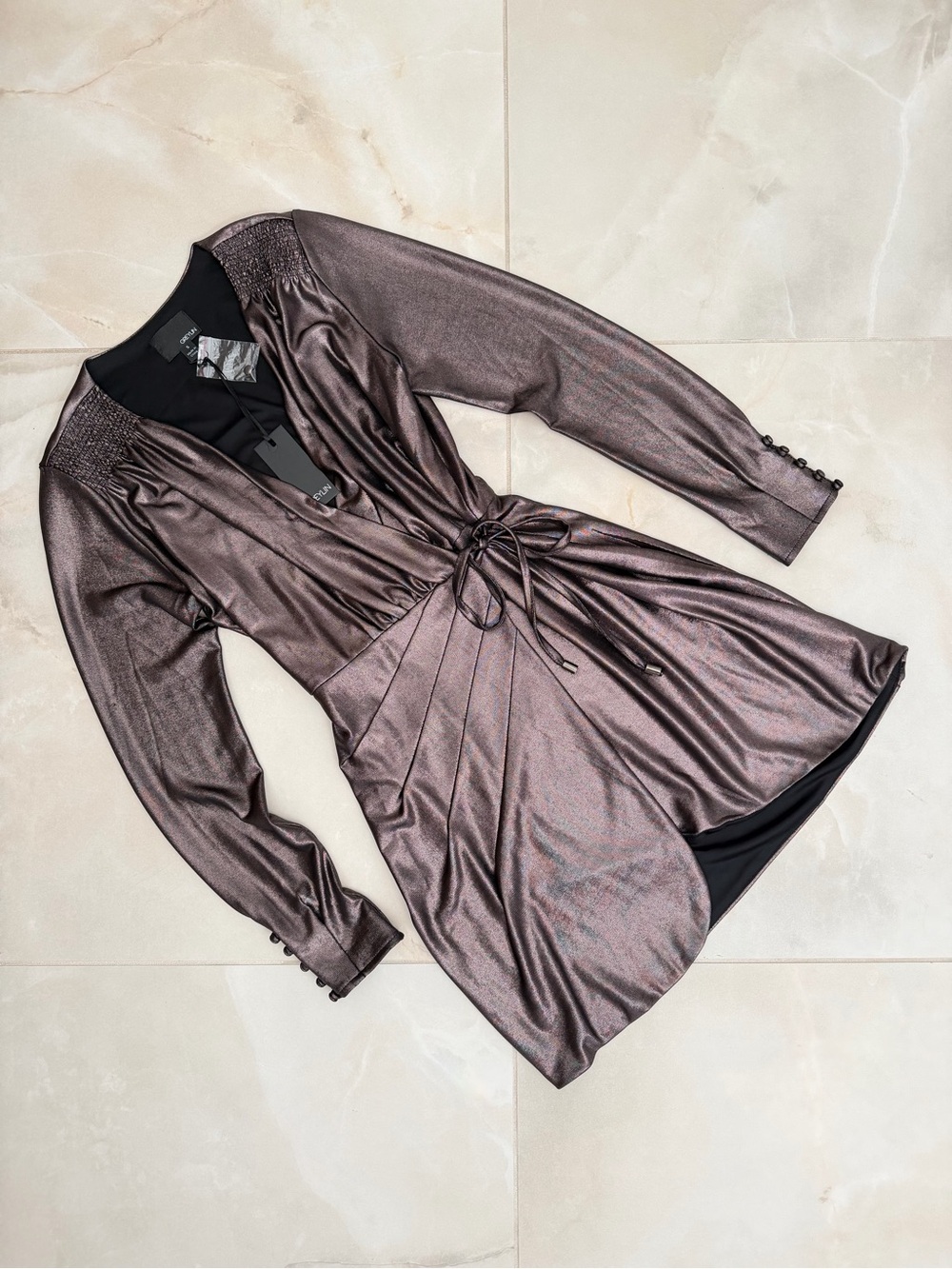GREYLIN Metallic Wrap Dress
